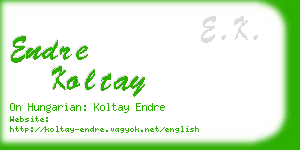 endre koltay business card